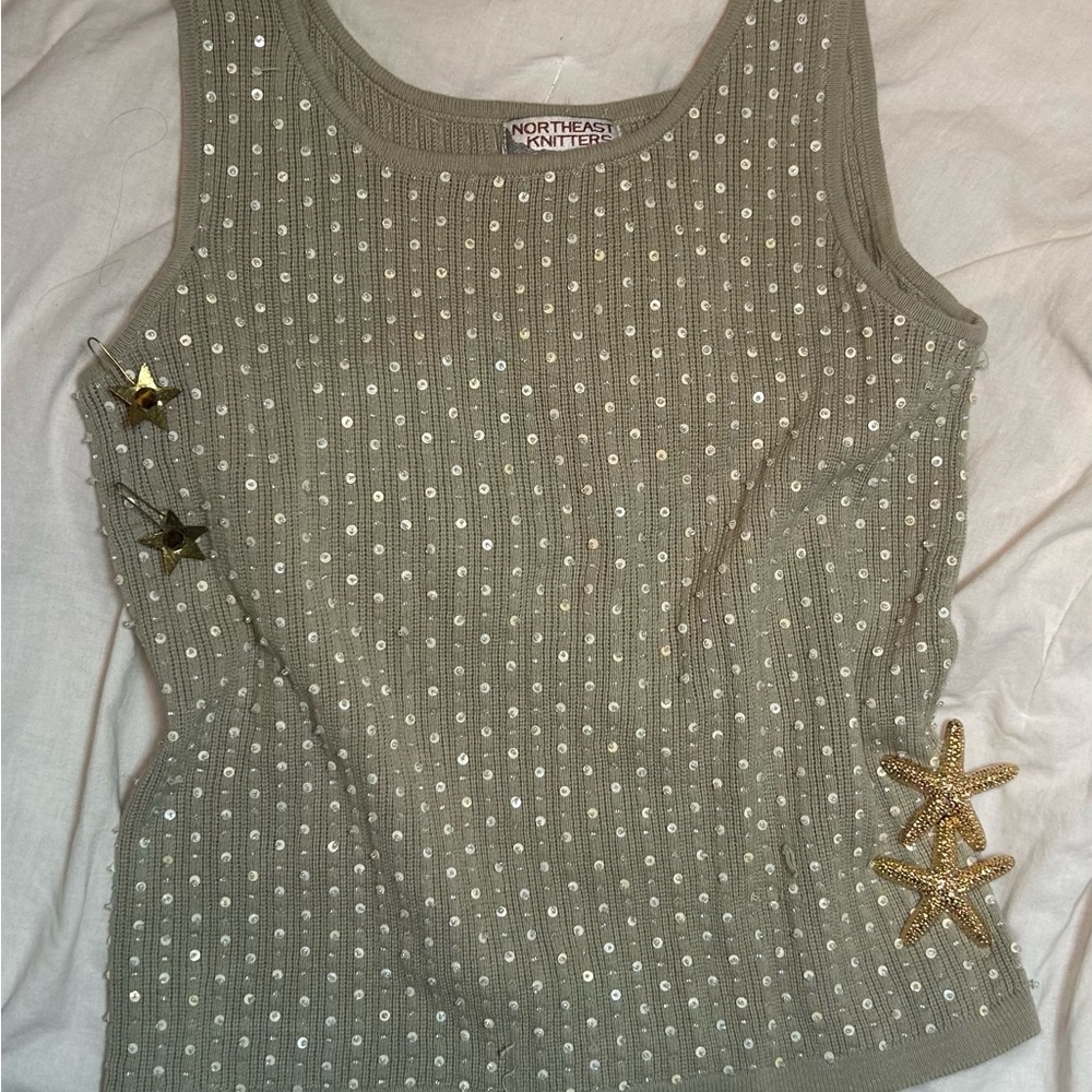 Olive Sequin Tank Top